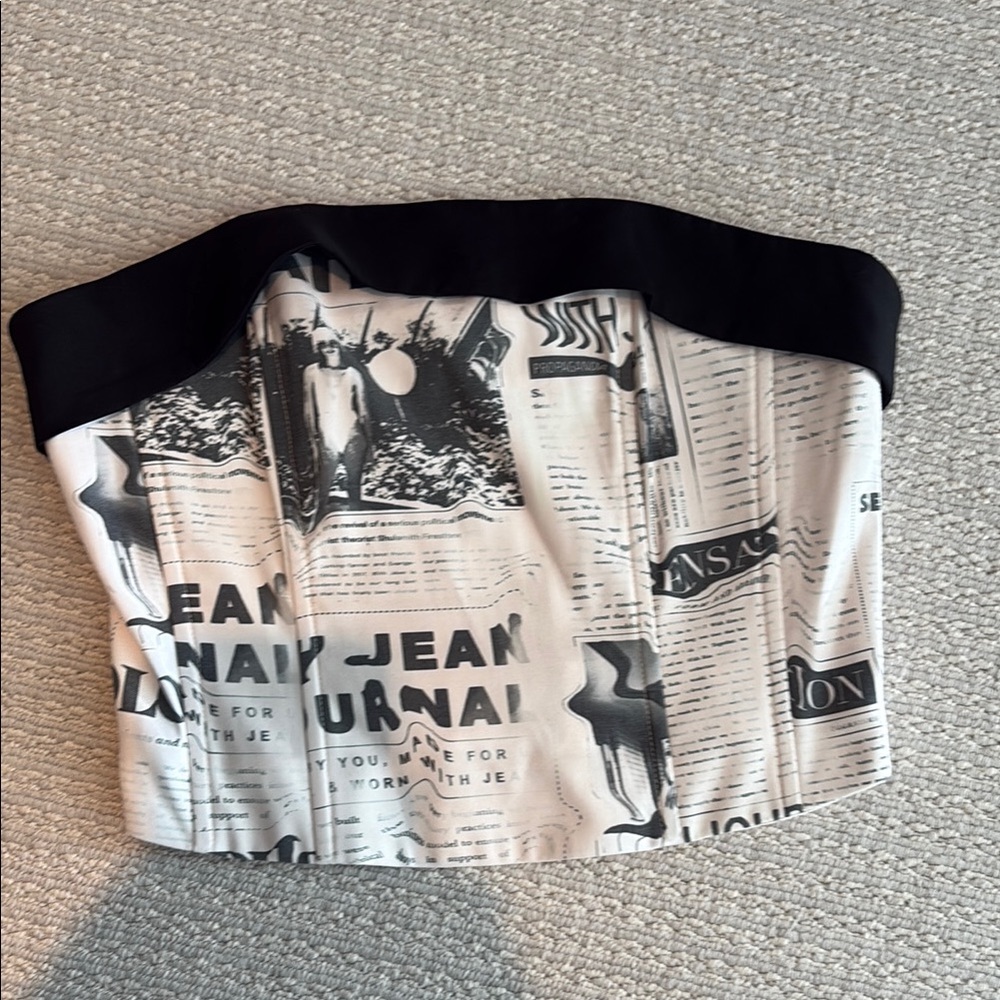 Black and White Newspaper Print Bustier